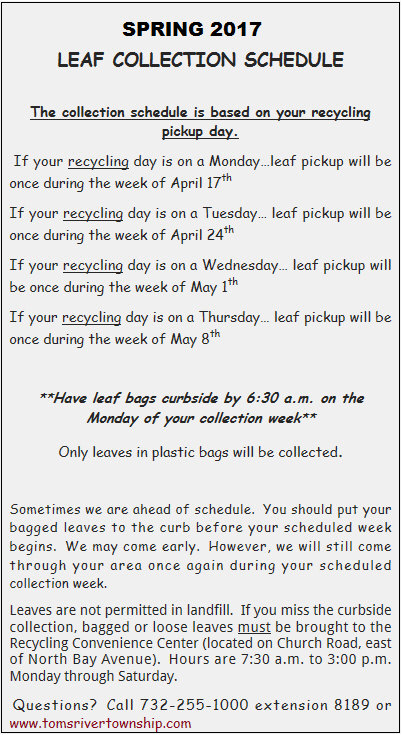 Spring Leaf Collection Schedule